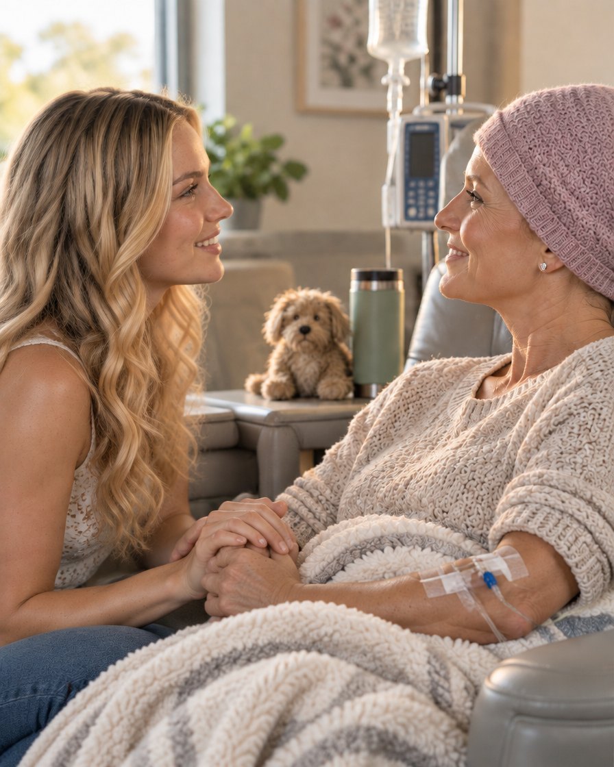 Christina beside her mother during chemo