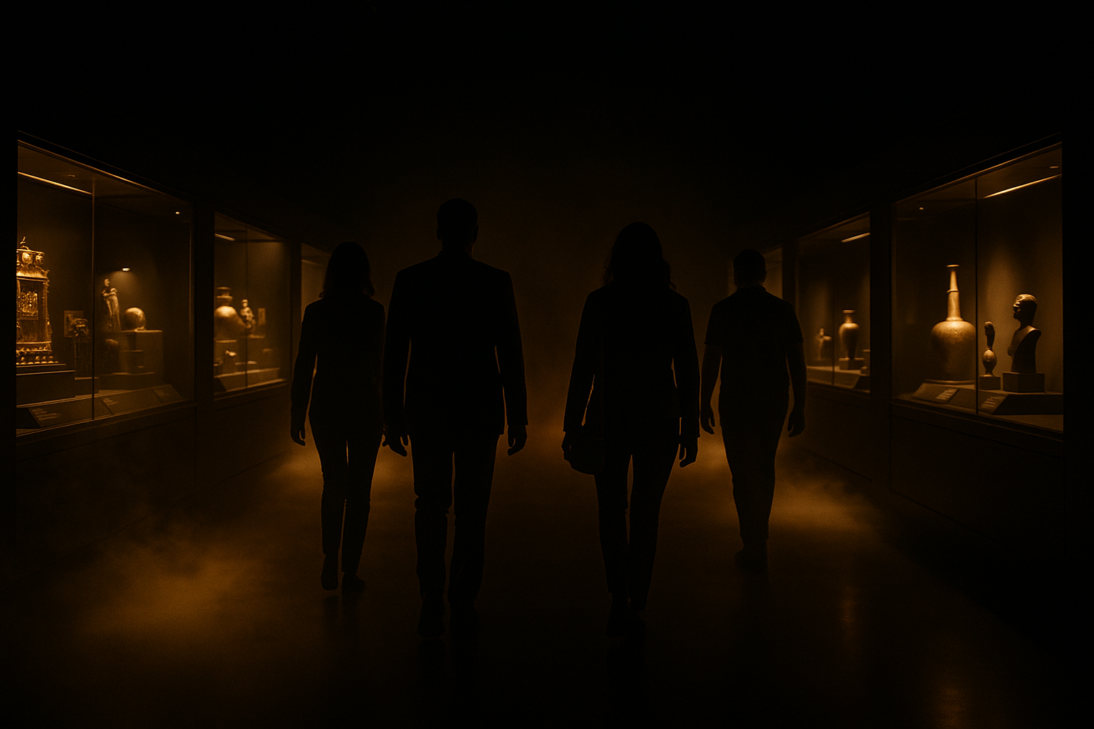 Guests walking through an immersive exhibit